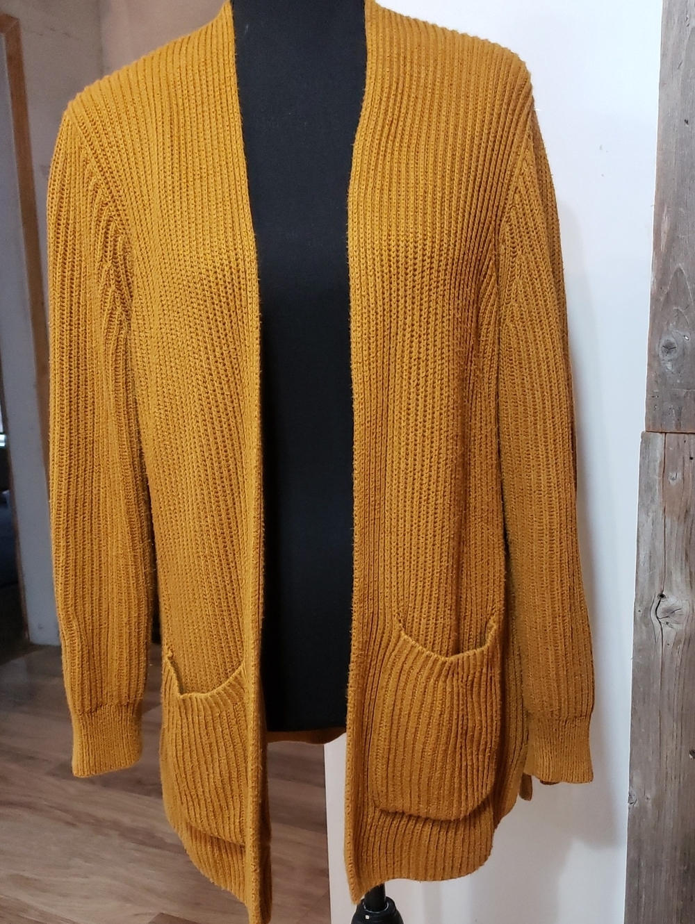 Madewell Oversized Small Dark Pumpkin Color Open Front Knitted Cardigan Pockets